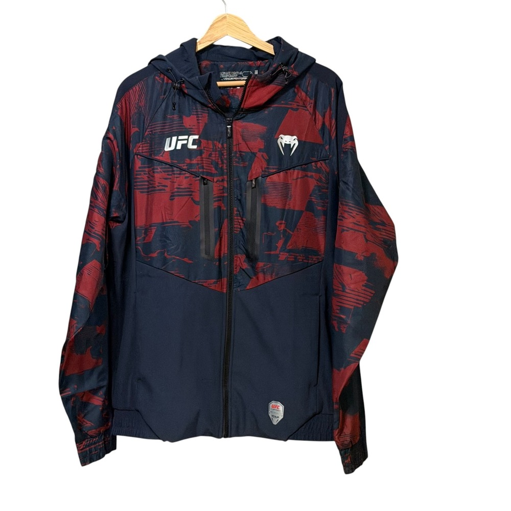 Venum UFC Adrenaline Fight Week Windbreaker Jacket Navy Red XL NEW